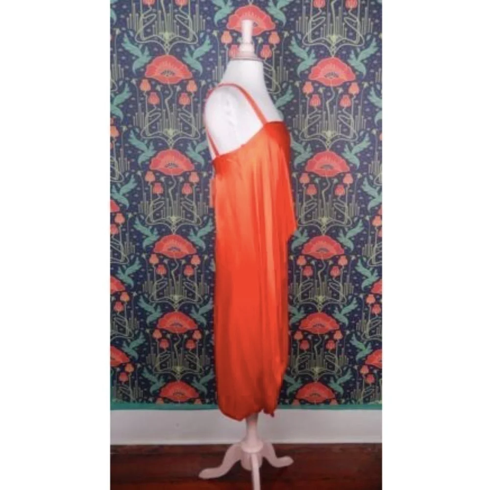 Temperley Orange Satin Darling Asymmetrical Draped Dress UK 8 US 4